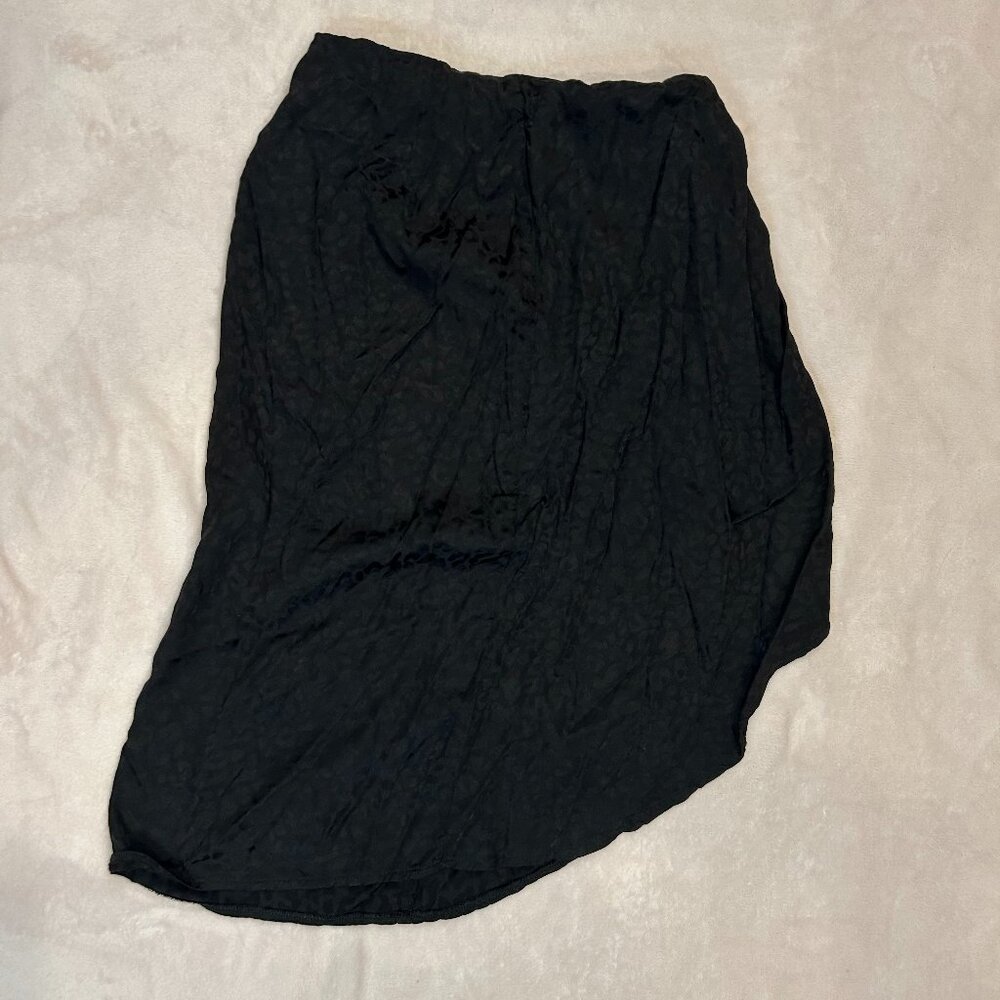 Black Leopard Print Metallic Skirt Hi Low Bohme Medium Women - Picture 2 of 8